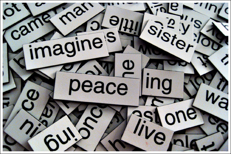 Memorizing words. Imagine Peace.